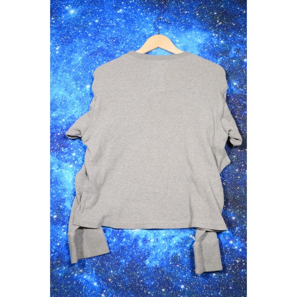 Helmut Lang Military Cocoon Thermal Sweatshirt Mens Medium Gray Waffle Knit - Picture 4 of 11